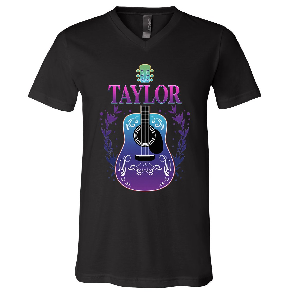 Vintage Guitar Personalized Taylor Name Design V-Neck T-Shirt