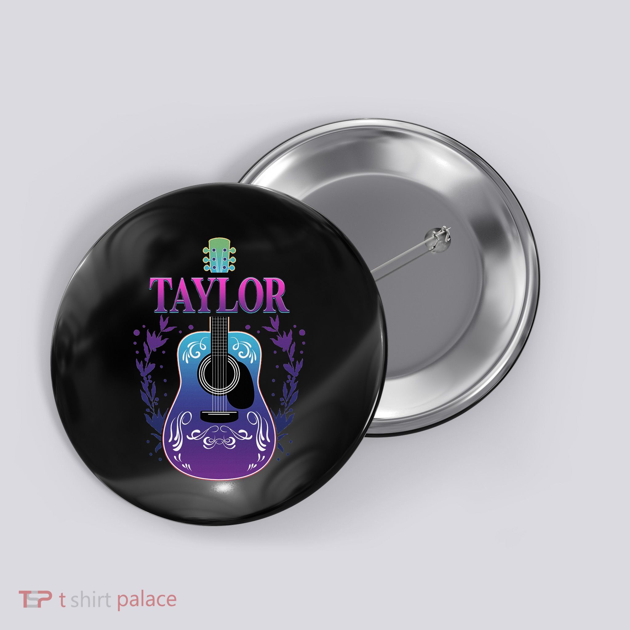 Vintage Guitar Personalized Taylor Name Design Button