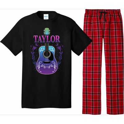 Vintage Guitar Personalized Taylor Name Design Pajama Set