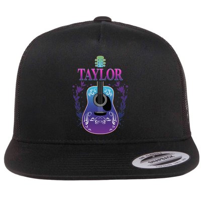 Vintage Guitar Personalized Taylor Name Design Flatbill Hat