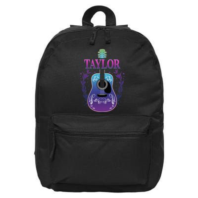 Vintage Guitar Personalized Taylor Name Design 16 in Basic Backpack