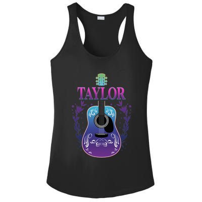 Vintage Guitar Personalized Taylor Name Design Ladies PosiCharge Competitor Racerback Tank