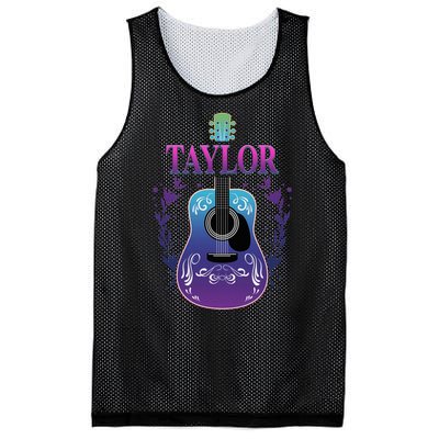 Vintage Guitar Personalized Taylor Name Design Mesh Reversible Basketball Jersey Tank