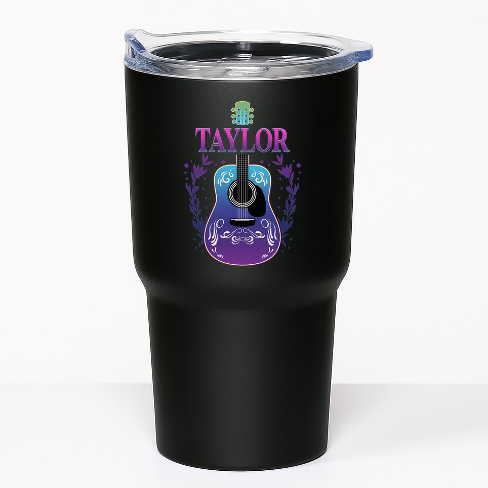 Vintage Guitar Personalized Taylor Name Design Tumbler