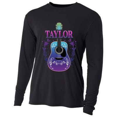 Vintage Guitar Personalized Taylor Name Design Cooling Performance Long Sleeve Crew