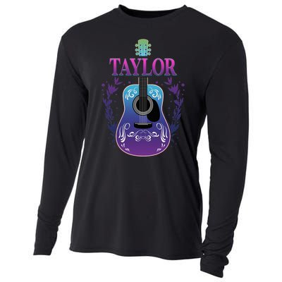 Vintage Guitar Personalized Taylor Name Design Cooling Performance Long Sleeve Crew