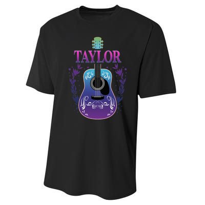 Vintage Guitar Personalized Taylor Name Design Performance Sprint T-Shirt