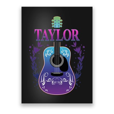 Vintage Guitar Personalized Taylor Name Design Poster