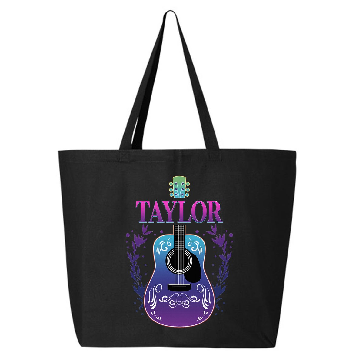 Vintage Guitar Personalized Taylor Name Design 25L Jumbo Tote