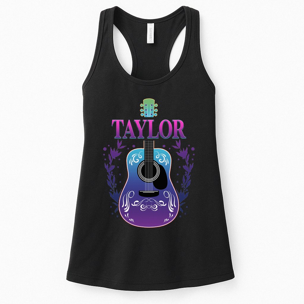 Vintage Guitar Personalized Taylor Name Design Womens Tank Top