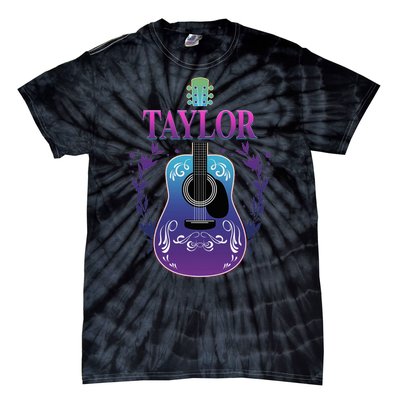 Vintage Guitar Personalized Taylor Name Design Tie-Dye T-Shirt