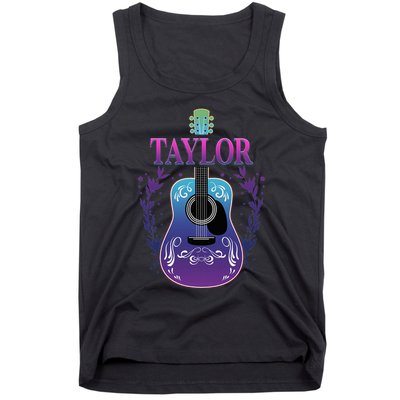 Vintage Guitar Personalized Taylor Name Design Tank Top