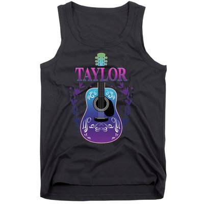 Vintage Guitar Personalized Taylor Name Design Tank Top