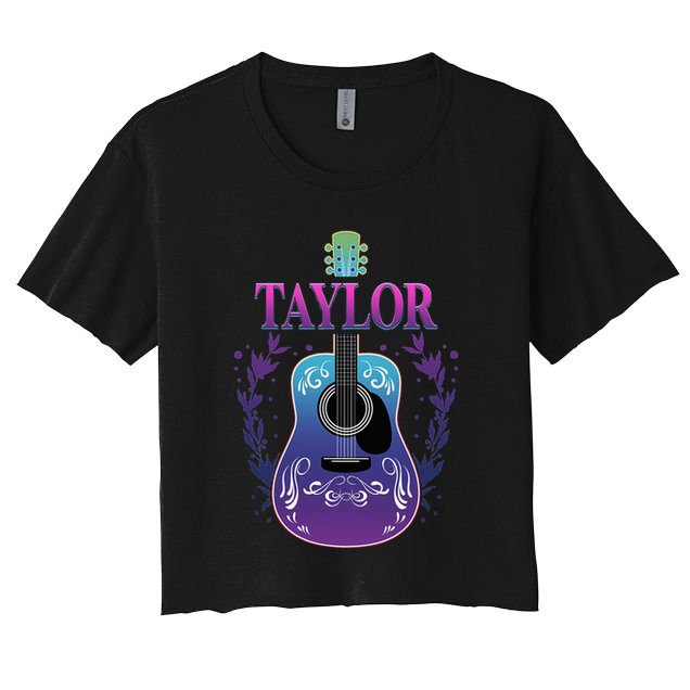 Vintage Guitar Personalized Taylor Name Design Crop Top