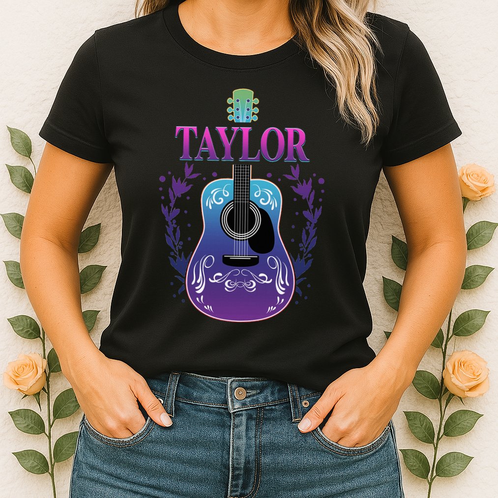 Vintage Guitar Personalized Taylor Name Design Womens T-Shirt