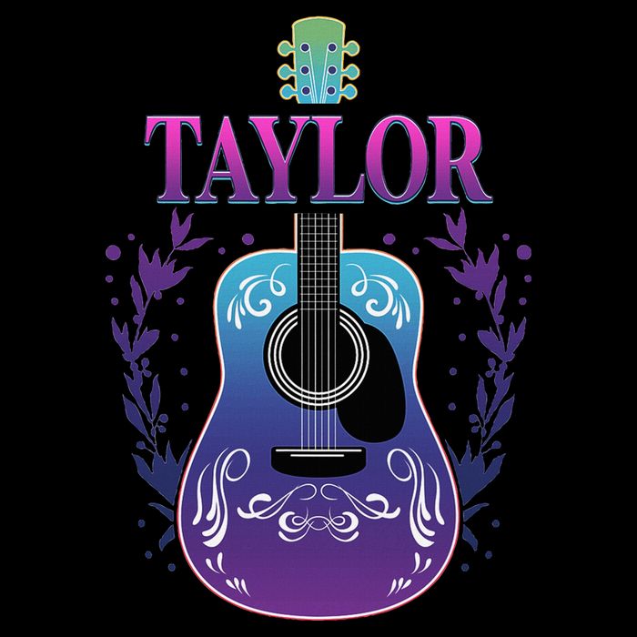 Vintage Guitar Personalized Taylor Name Design Womens T-Shirt