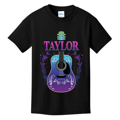 Vintage Guitar Personalized Taylor Name Design Kids T-Shirt