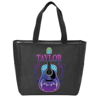 Vintage Guitar Personalized Taylor Name Design Zip Tote Bag