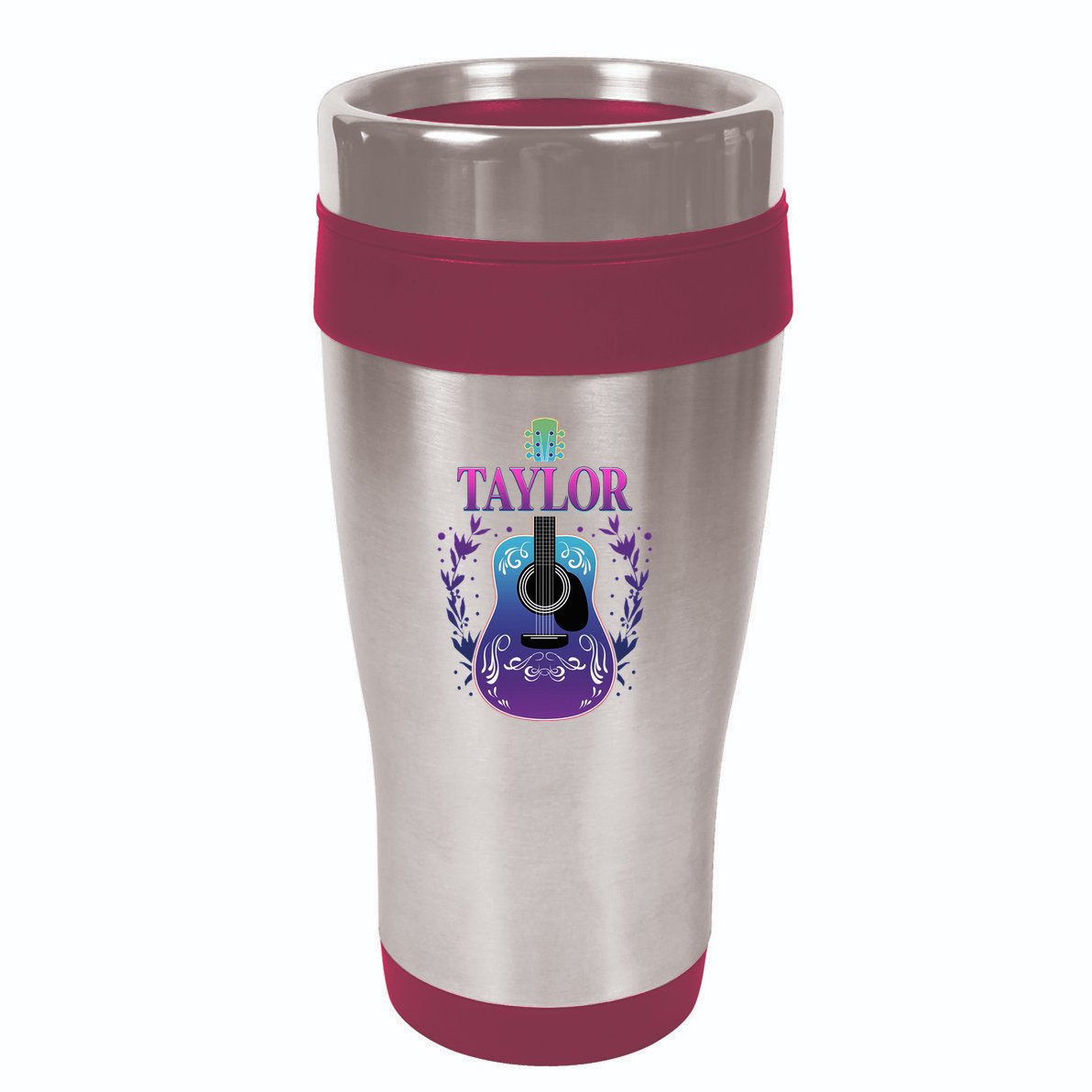 Vintage Guitar Personalized Taylor Name Design 16oz Travel Tumbler