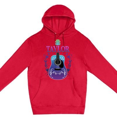 Vintage Guitar Personalized Taylor Name Design Premium Pullover Hoodie