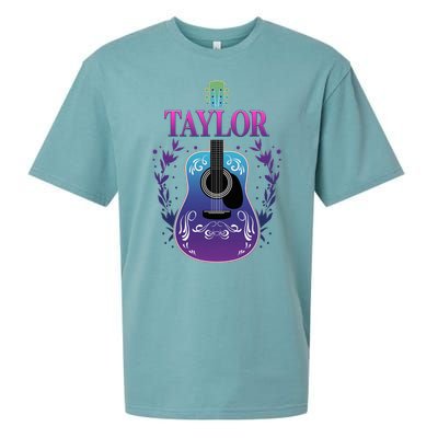 Vintage Guitar Personalized Taylor Name Design Sueded Cloud Jersey T-Shirt