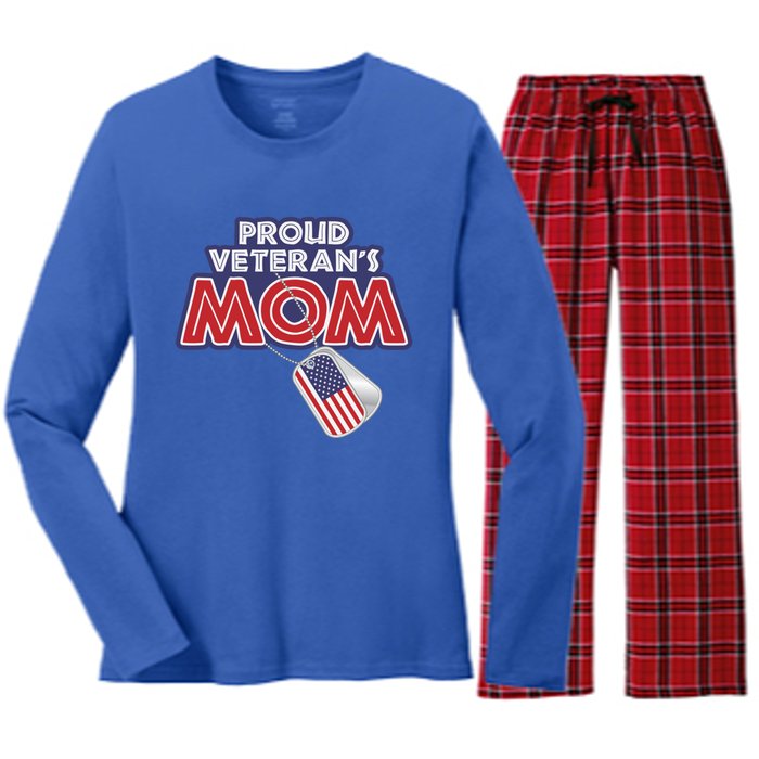 Veteran Gift Proud Mom Tees Grandma Mama Soldier Gift Women's Long Sleeve Flannel Pajama Set 