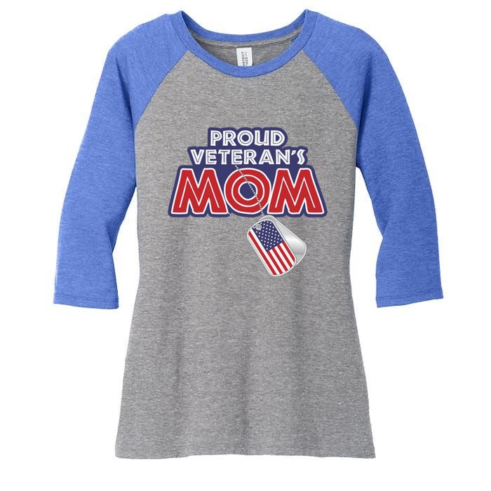 Veteran Gift Proud Mom Tees Grandma Mama Soldier Gift Women's Tri-Blend 3/4-Sleeve Raglan Shirt