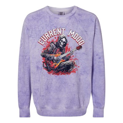 Vintage Guitar Player Rock And Roll Skeleton Current Mood Cool Gift Colorblast Crewneck Sweatshirt