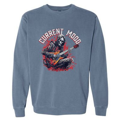 Vintage Guitar Player Rock And Roll Skeleton Current Mood Cool Gift Garment-Dyed Sweatshirt