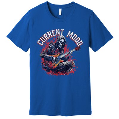 Vintage Guitar Player Rock And Roll Skeleton Current Mood Cool Gift Premium T-Shirt