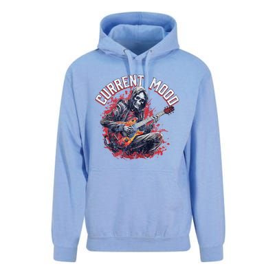 Vintage Guitar Player Rock And Roll Skeleton Current Mood Cool Gift Unisex Surf Hoodie