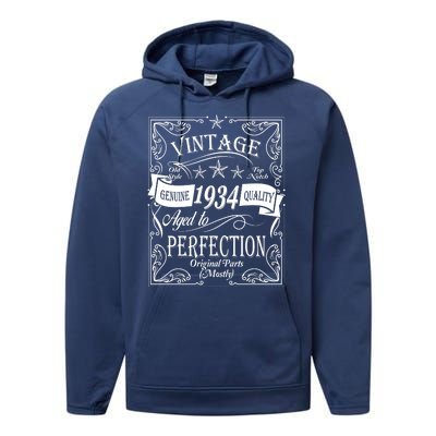 Vintage Genuine Quality 1934 Original Parts Mostly 90th Birthday Performance Fleece Hoodie