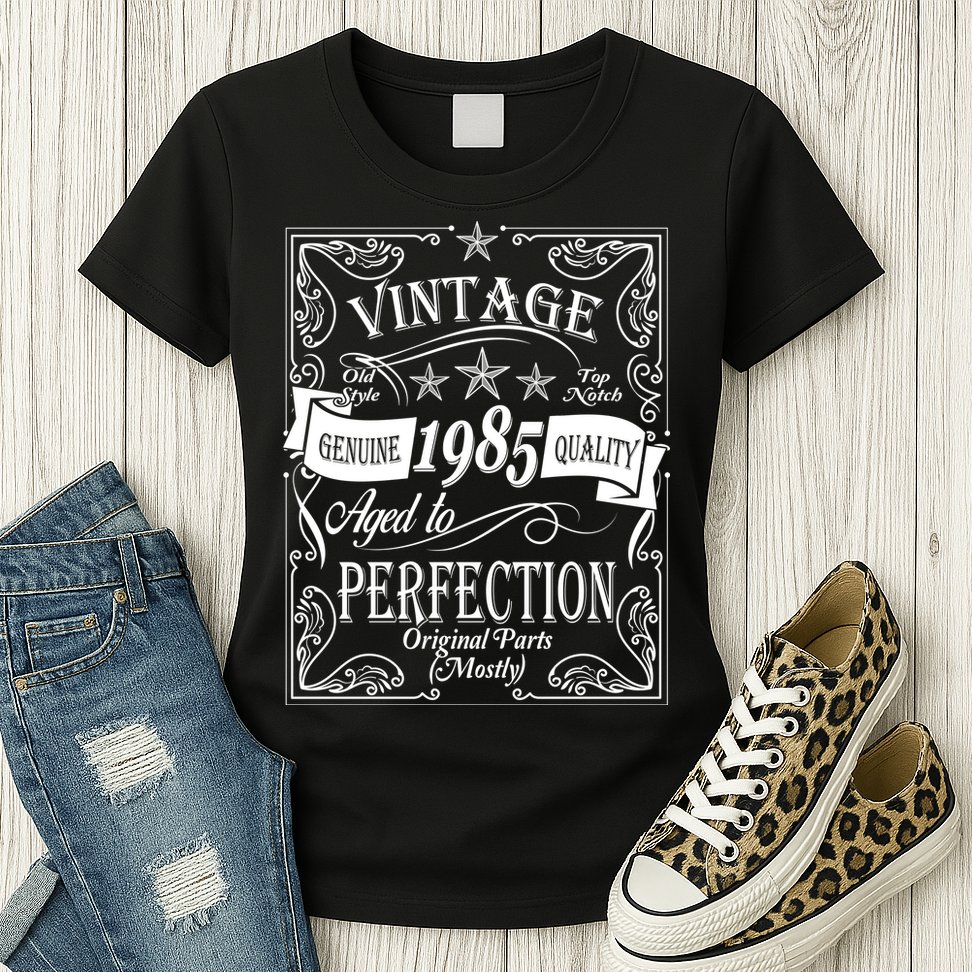 Vintage Genuine Quality 1985 Original Parts Mostly 40th Birthday Womens T-Shirt