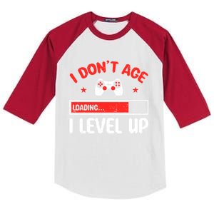 Video Gaming Quote Gamers DonT Age They Level Up Cool Gift Kids Colorblock Raglan Jersey