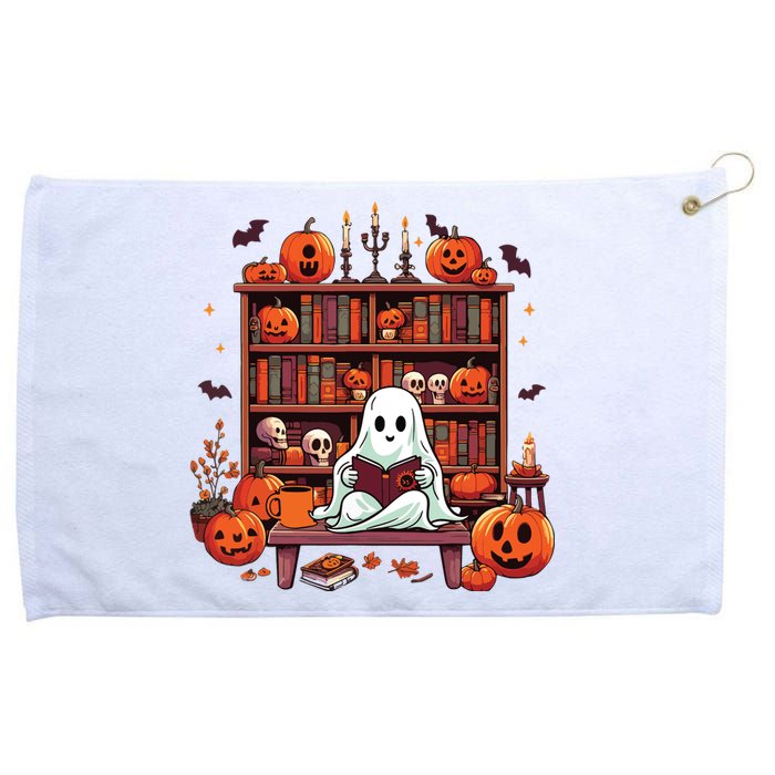 Vintage Ghost Reading Books Teacher Librarian Halloween Grommeted Golf Towel