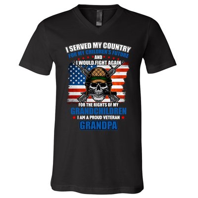 Veteran Grandpa Rights For My Grandchildren V-Neck T-Shirt