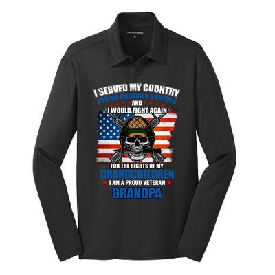 Veteran Grandpa Rights For My Grandchildren Silk Touch Performance Long Sleeve Polo