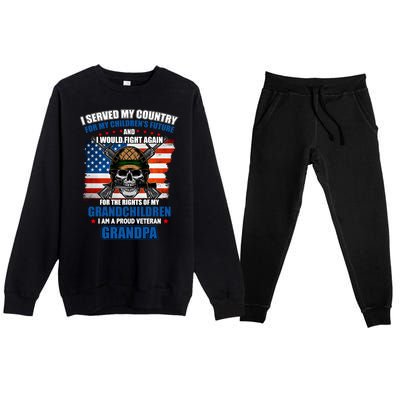 Veteran Grandpa Rights For My Grandchildren Premium Crewneck Sweatsuit Set