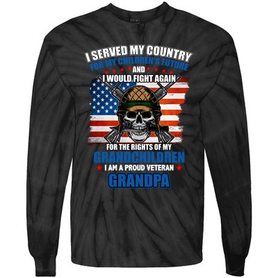 Veteran Grandpa Rights For My Grandchildren Tie-Dye Long Sleeve Shirt