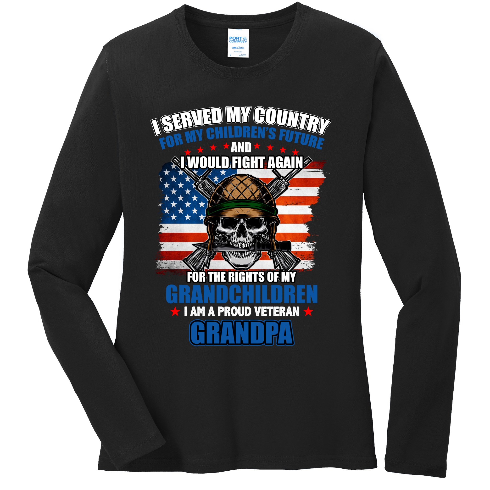 Veteran Grandpa Rights For My Grandchildren Ladies Long Sleeve Shirt