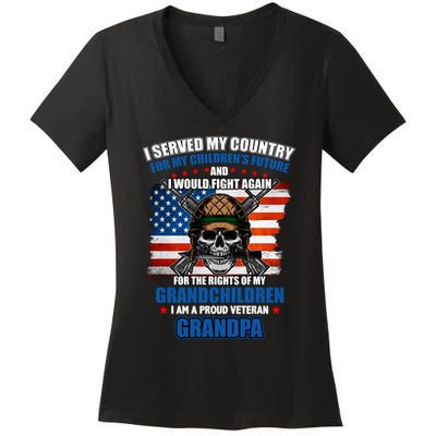 Veteran Grandpa Rights For My Grandchildren Women's V-Neck T-Shirt