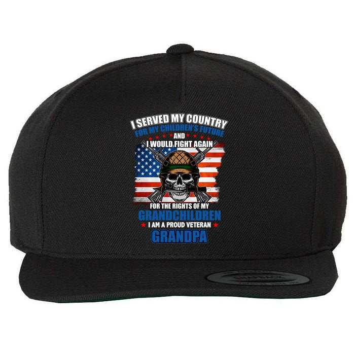 Veteran Grandpa Rights For My Grandchildren Wool Snapback Cap