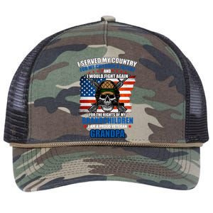 Veteran Grandpa Rights For My Grandchildren Retro Rope Trucker Hat Cap