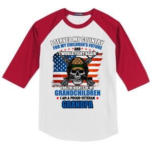 Veteran Grandpa Rights For My Grandchildren Kids Colorblock Raglan Jersey