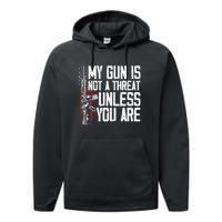 Vintage Gun Rights My Gun Is Not A Threat Performance Fleece Hoodie