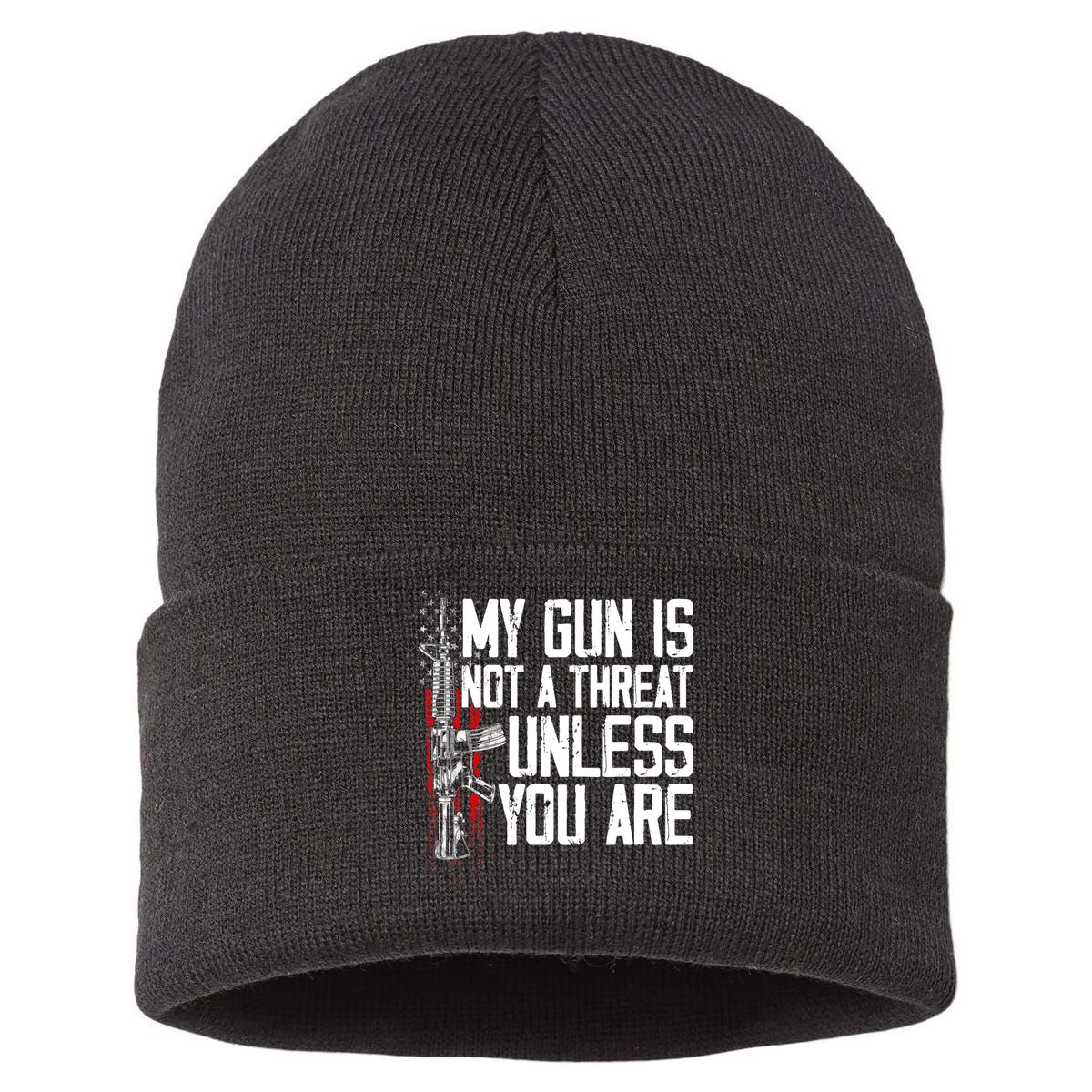 Vintage Gun Rights My Gun Is Not A Threat Sustainable Knit Beanie