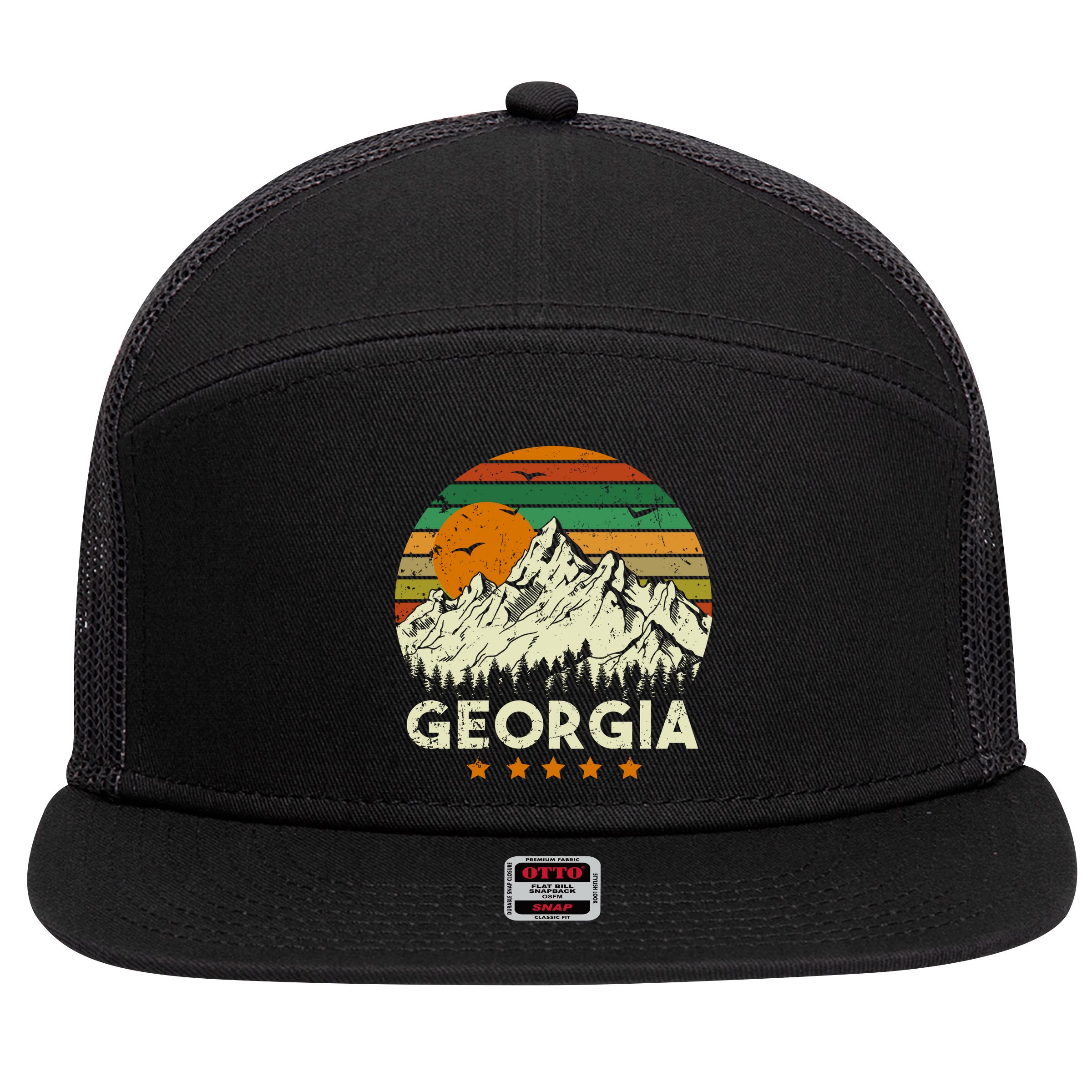 Vintage Georgia Retro Style Ga Usa 7 Panel Mesh Trucker Snapback Hat