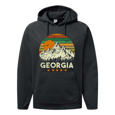 Vintage Georgia Retro Style Ga Usa Performance Fleece Hoodie