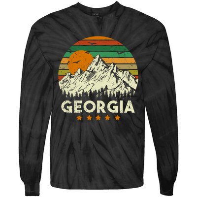 Vintage Georgia Retro Style Ga Usa Tie-Dye Long Sleeve Shirt