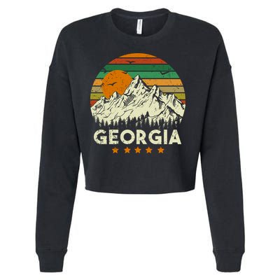Vintage Georgia Retro Style Ga Usa Cropped Pullover Crew